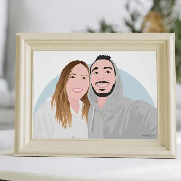 Una ilustración de una pareja realizada de un selfie