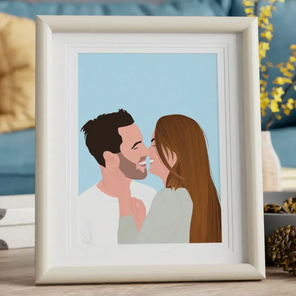 Ilustración de pareja besándose