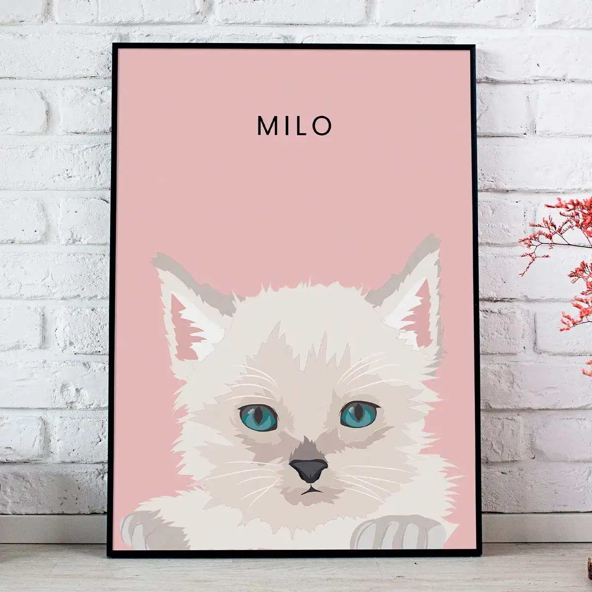 cuadro con un retrato de gato personalizado