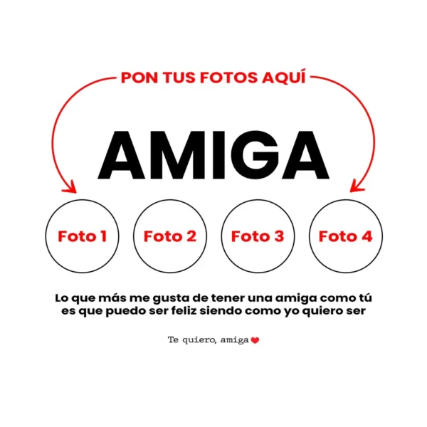 Ejemplo de cómo subir las fotos del producto lámina de amigas